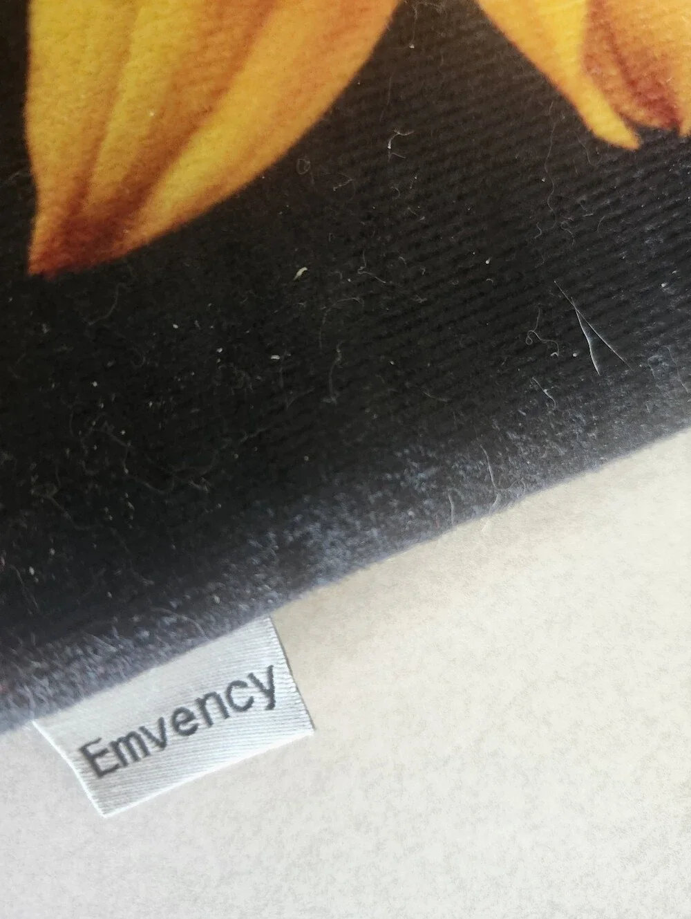 Black Pillow Cover W Yellow Sunflower, Zippered, Dbl Sided, 15.5